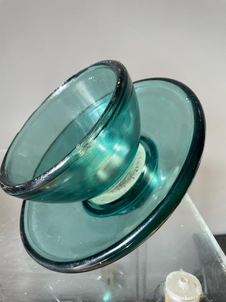 Grand isolateur de pylône électrique en verre, circa 1950