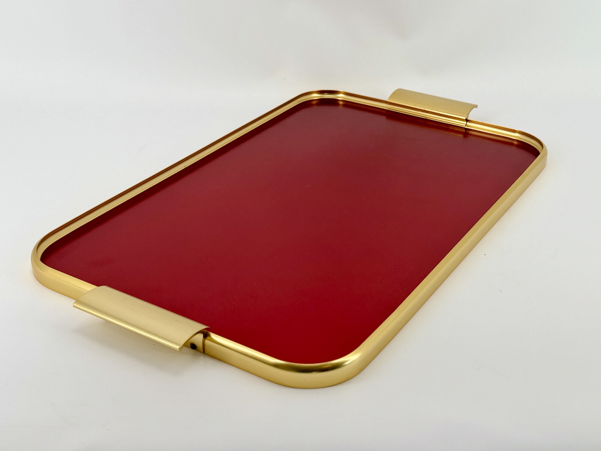 1 Plateau aluminium vintage rouge