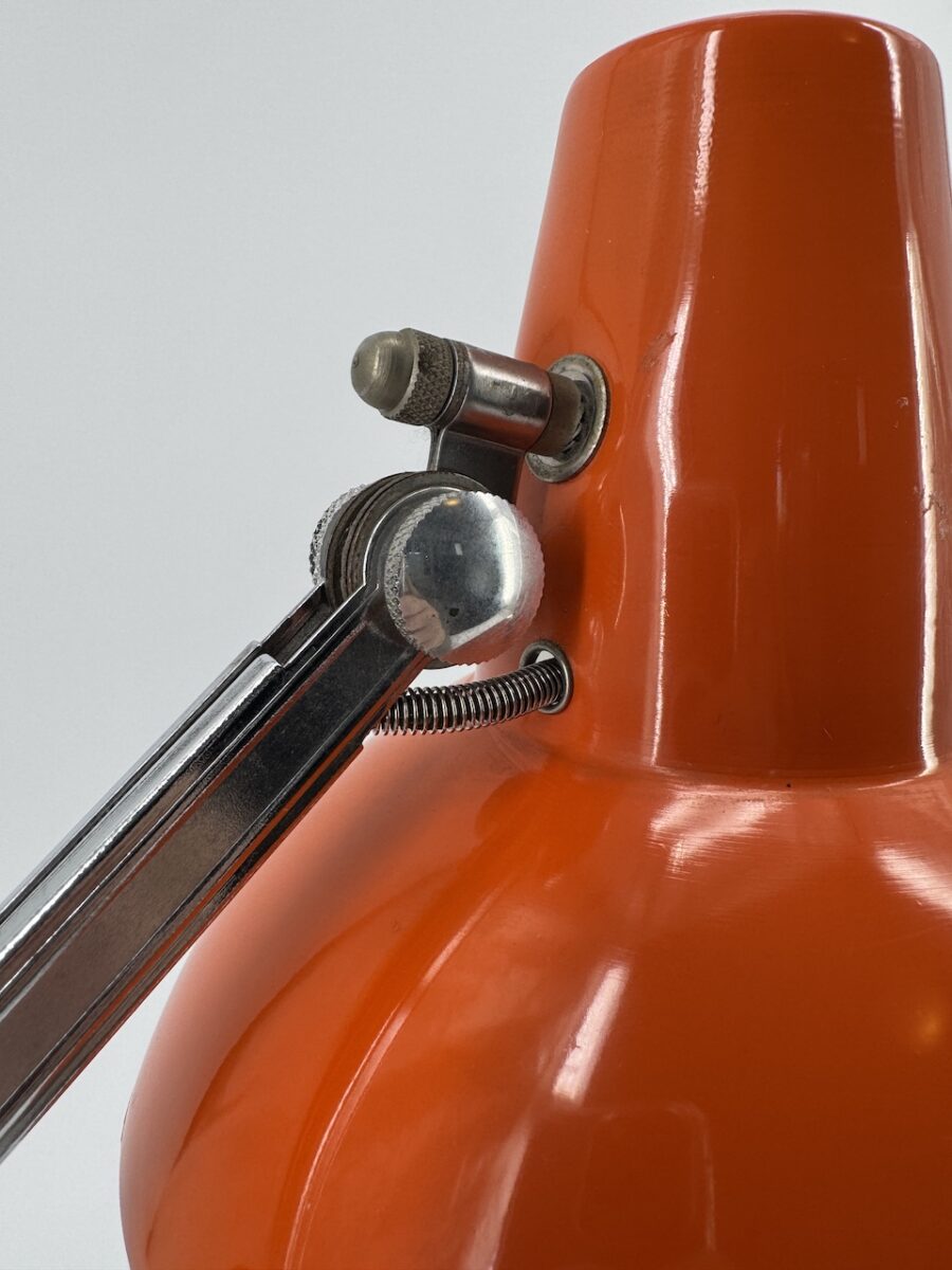 Lampe à Poser Articulée 1970 Orange Noir et Chrome France