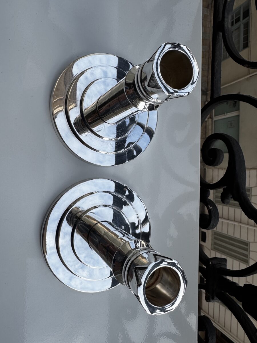 Pair of Art Deco Candlesticks by Ercuis Silver Plated Metal